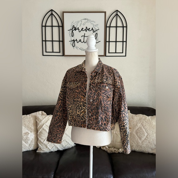 Vintage Jensen Smith Western Animal Print Jean Jacket 100% Cotton Size L Retro - Picture 2 of 14
